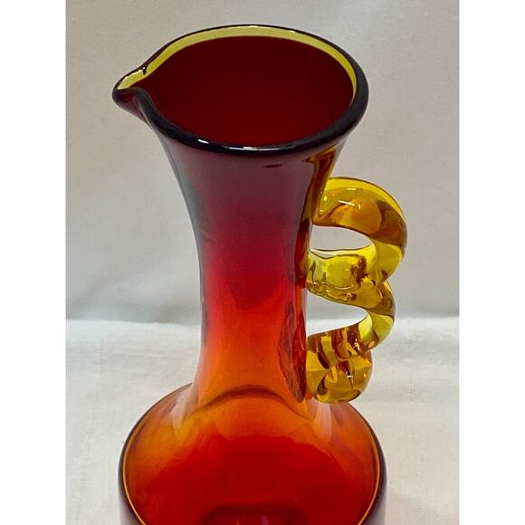 VTG Rainbow Art Glass Huntington West Virginia Tangerine/Amberina Pitcher 1966 - Picture 2 of 12